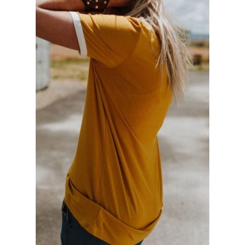 Yellow Polyester Women's T-Shirt Bring On The Sunshine Letter Print Short Sleeve T-Shirt Women's Sleeveless Top